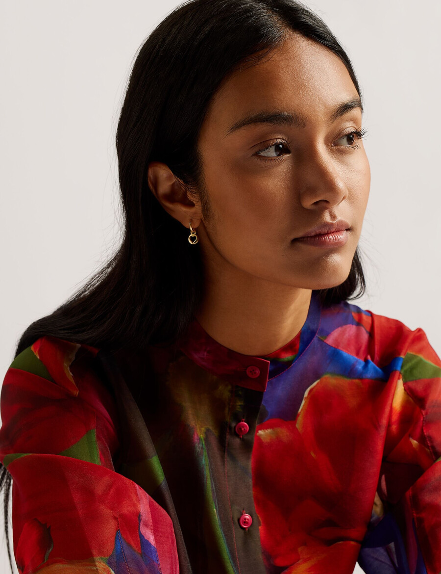 miru - organza tropical bloom midi-jurk
