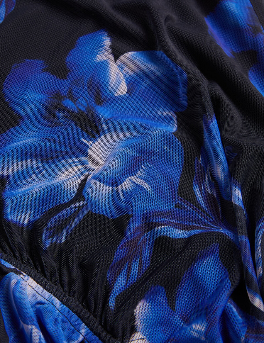 marliyy - nauwsluitende midi-jurk van mesh met bloemenprint