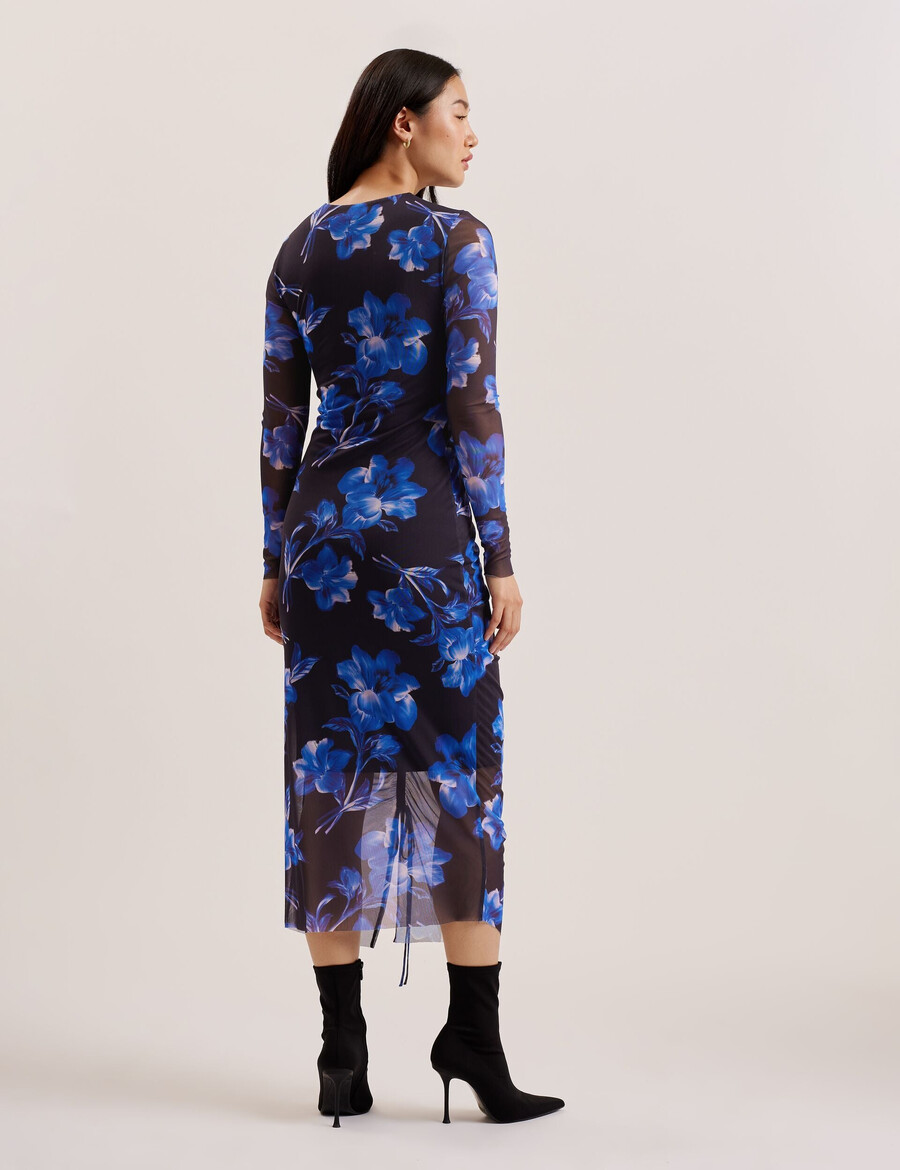 marliyy - nauwsluitende midi-jurk van mesh met bloemenprint