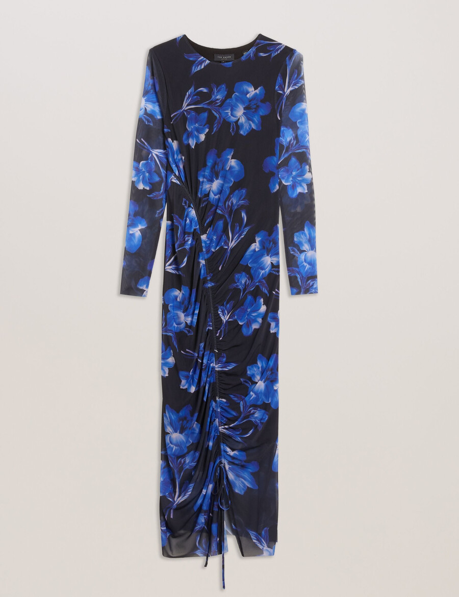 marliyy - nauwsluitende midi-jurk van mesh met bloemenprint