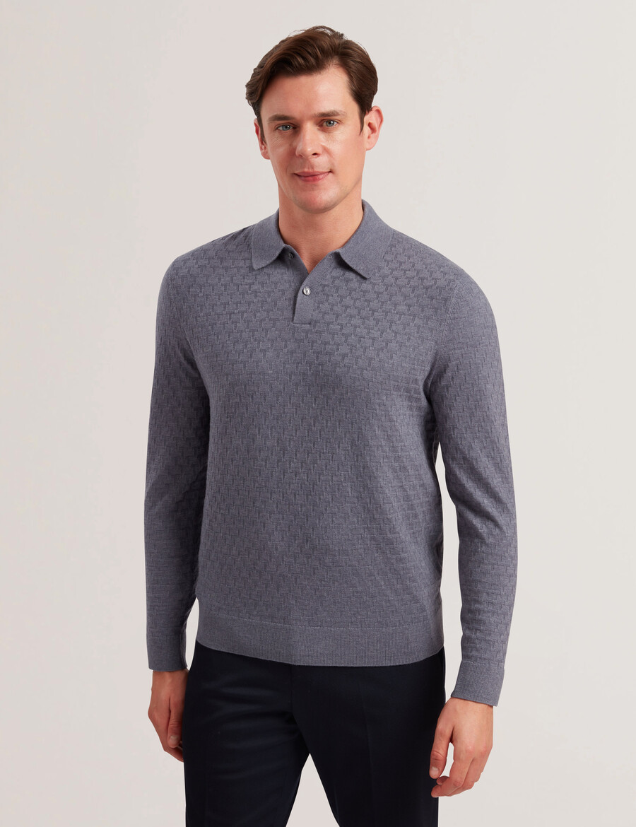 morar - t-gebreide polo met lange mouwen