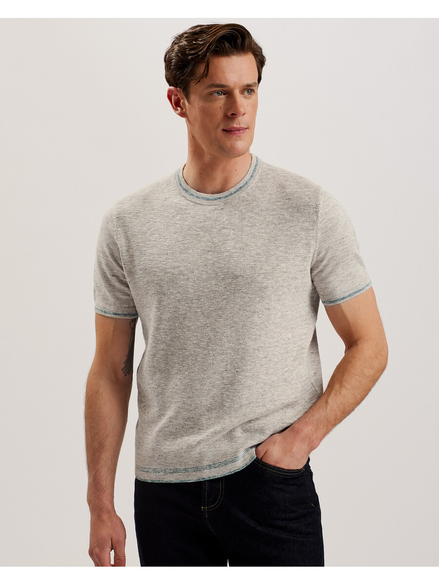 eriks - ss regular t-shirt met textuur aan de voorkant
