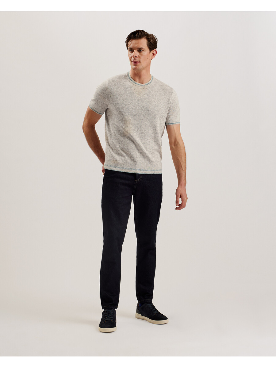 eriks - ss regular t-shirt met textuur aan de voorkant