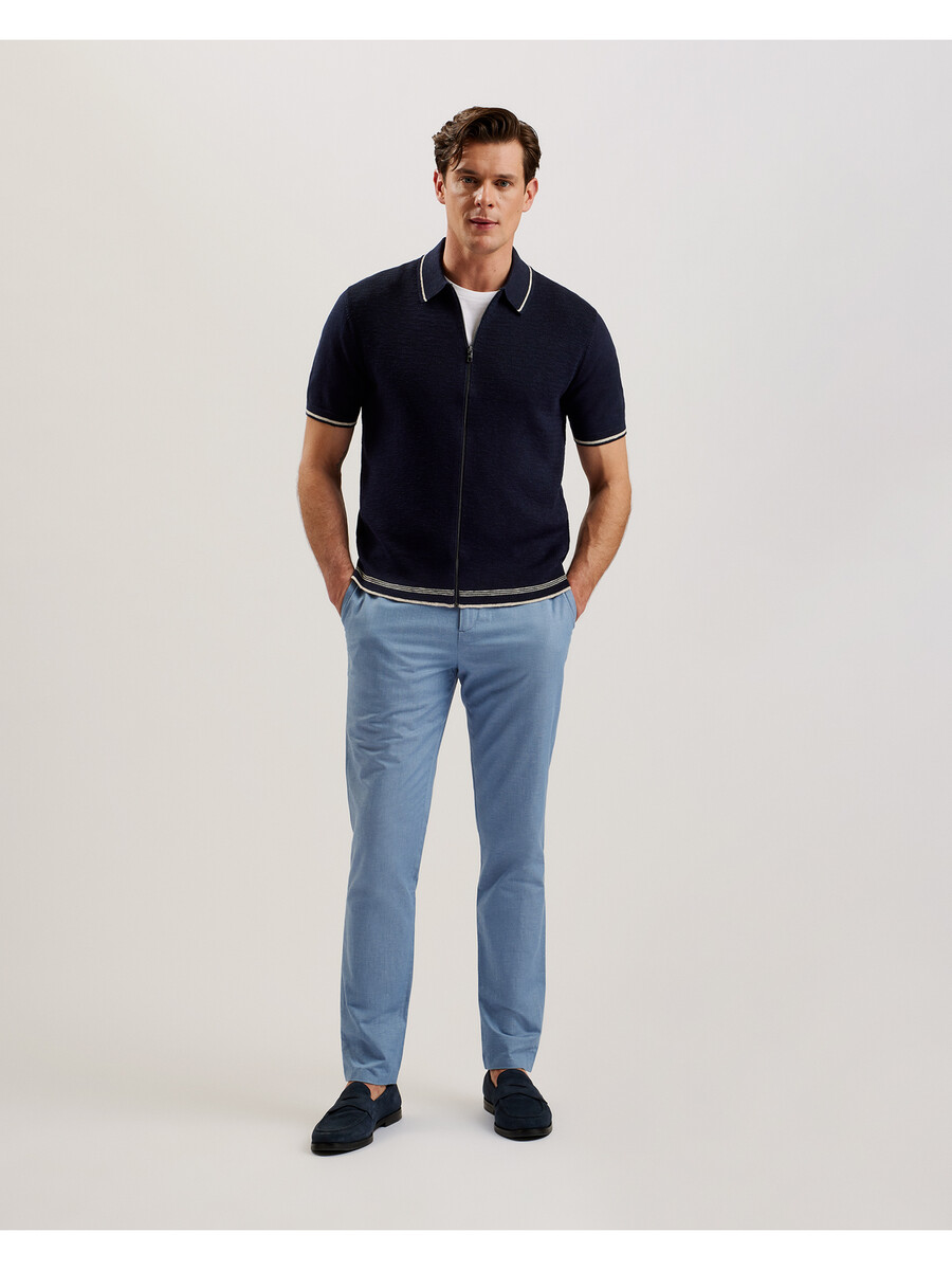 rojor - ss polo met ritssluiting en textuur aan de voorkant