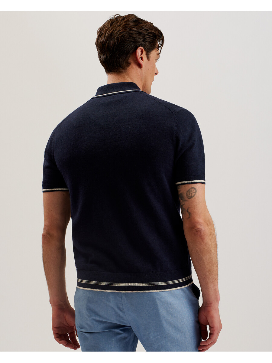 rojor - ss polo met ritssluiting en textuur aan de voorkant
