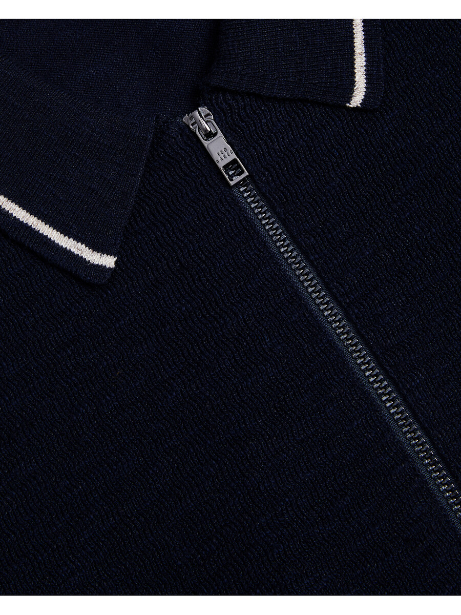 rojor - ss polo met ritssluiting en textuur aan de voorkant