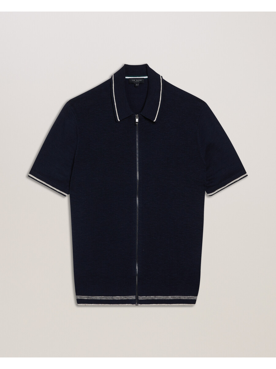 rojor - ss polo met ritssluiting en textuur aan de voorkant