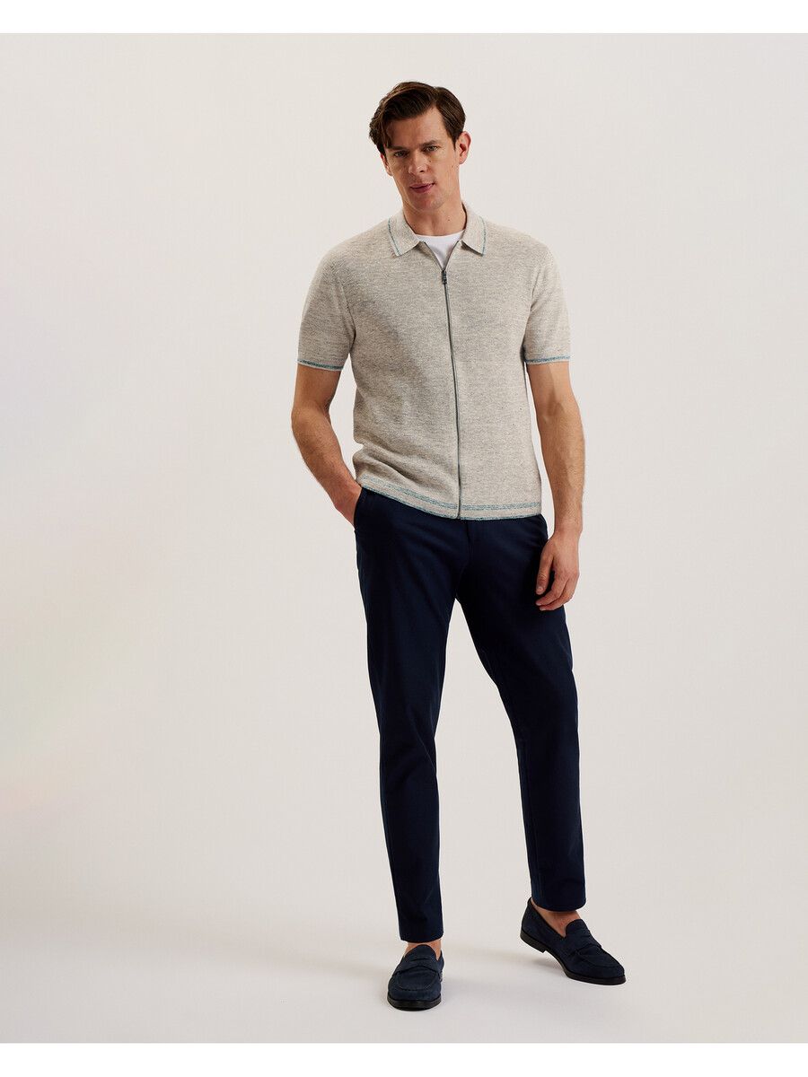 rojor - ss polo met ritssluiting en textuur aan de voorkant