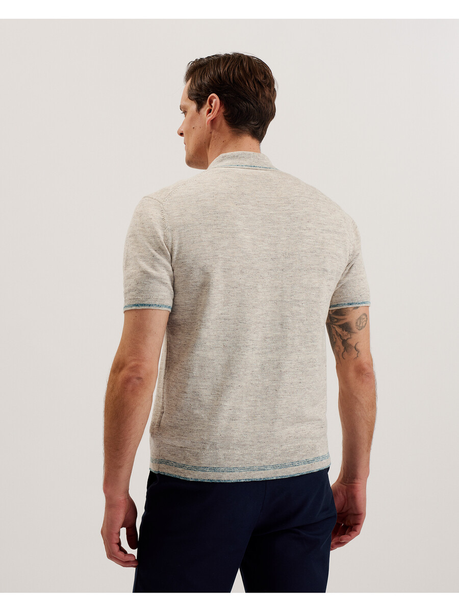 rojor - ss polo met ritssluiting en textuur aan de voorkant