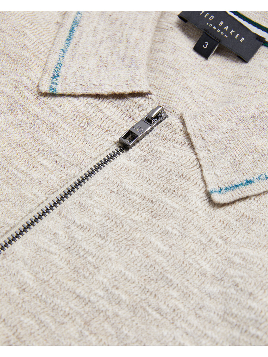 rojor - ss polo met ritssluiting en textuur aan de voorkant