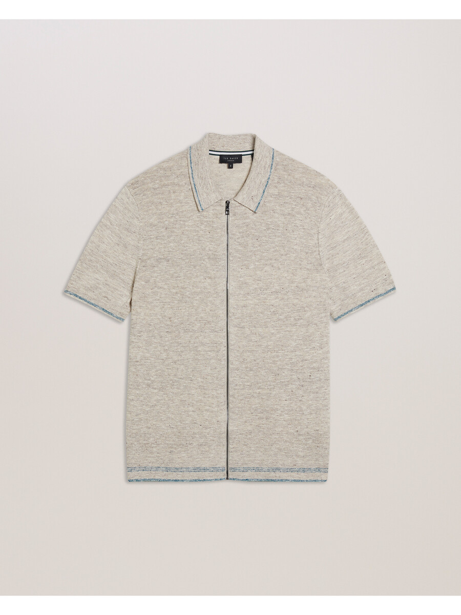 rojor - ss polo met ritssluiting en textuur aan de voorkant