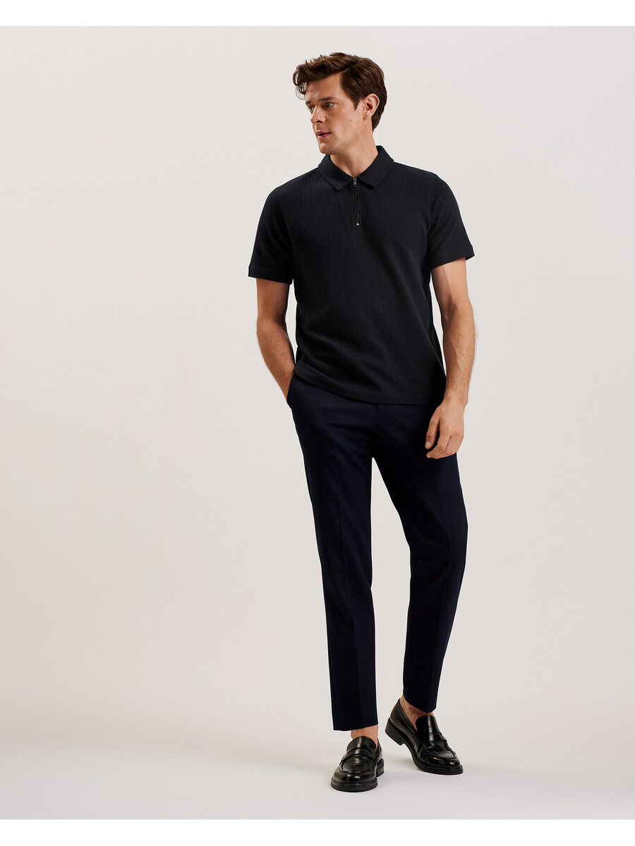 elgrave - polo shirt met ritssluiting en ribbels van katoen