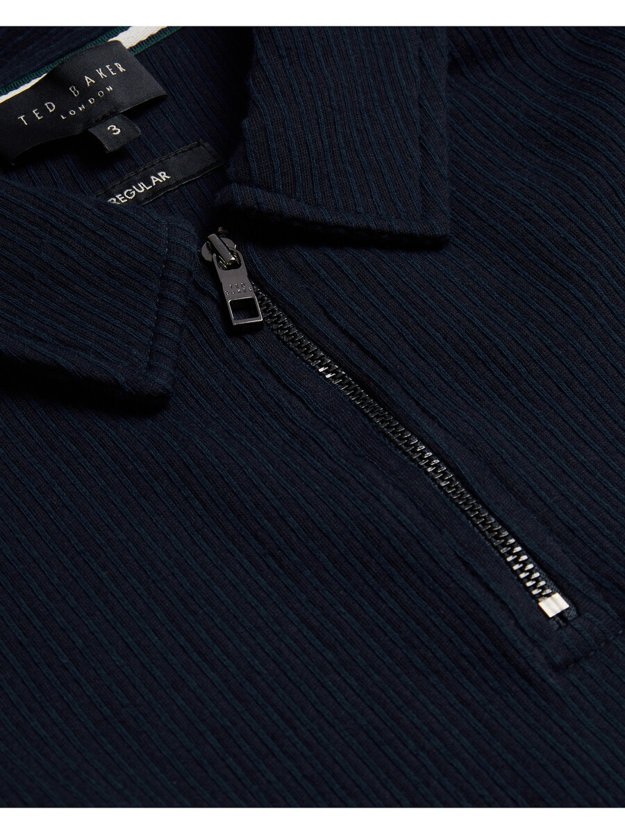 elgrave - polo shirt met ritssluiting en ribbels van katoen
