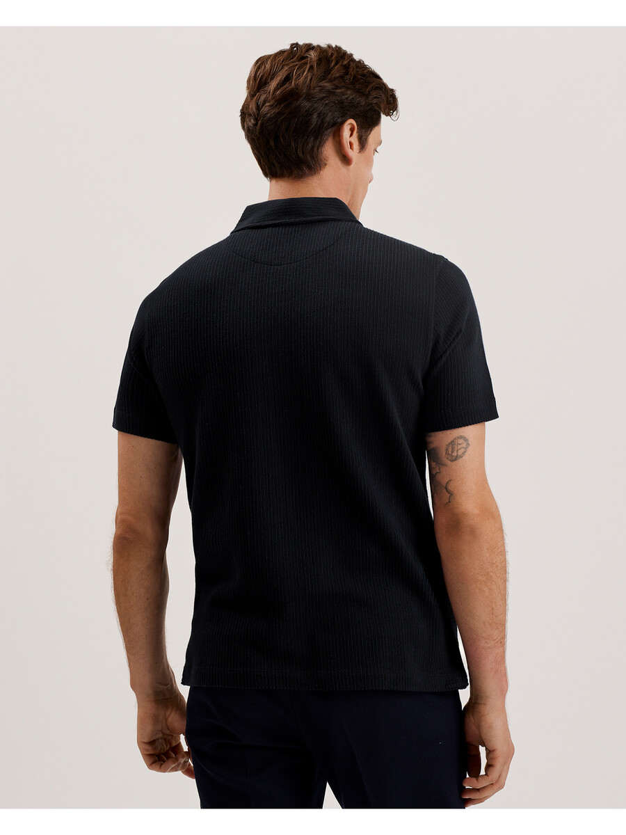 elgrave - polo shirt met ritssluiting en ribbels van katoen