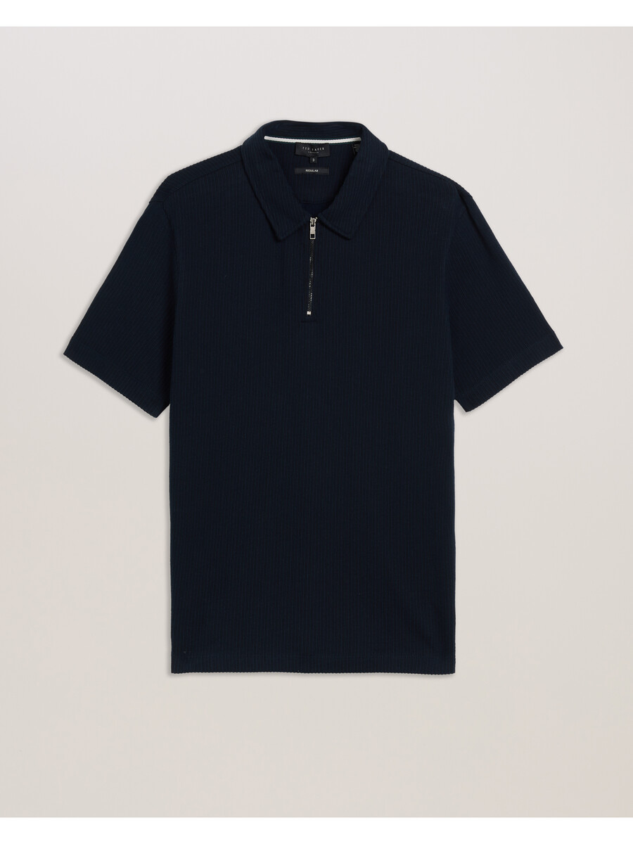 elgrave - polo shirt met ritssluiting en ribbels van katoen