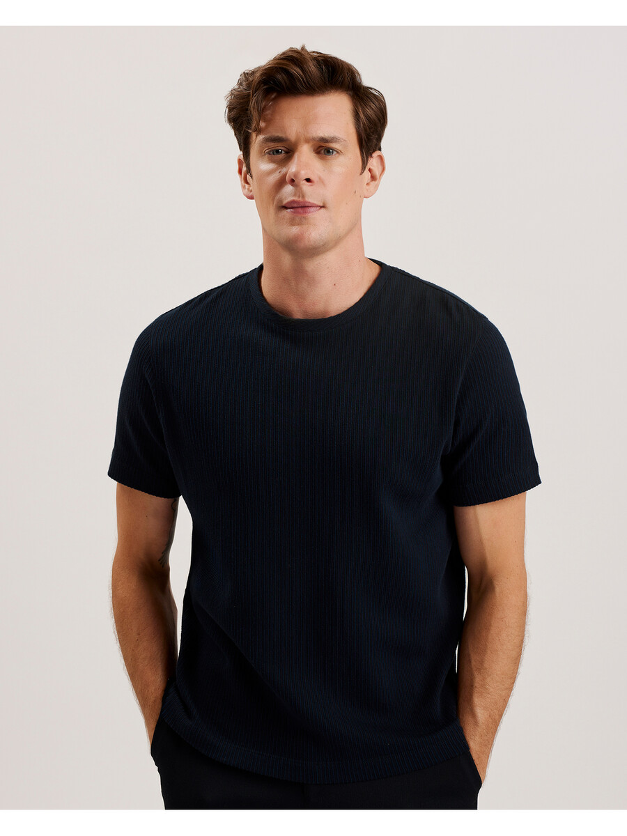 heynes - geribbeld katoenen t-shirt met ronde hals