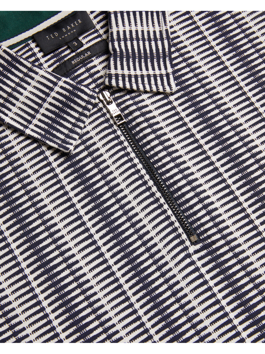octon - polo shirt met geometrische strepen en ritssluiting in de nek